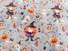 Cotton Fabric - Cute Little Witch Pumpkin Halloween - Digital Print Craft Fabric