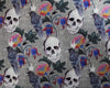 Cotton Fabric - Gothic Skulls & Black Ravens Halloween Print - Dress Craft Fabric Material