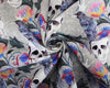 Cotton Fabric - Gothic Skulls & Black Ravens Halloween Print - Dress Craft Fabric Material