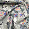 Cotton Fabric - Gothic Skulls & Black Ravens Halloween Print - Dress Craft Fabric Material