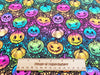 Cotton Fabric - Neon Spooky Pumpkins Halloween - Digital Print Craft Fabric