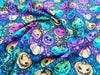 Cotton Fabric - Neon Spooky Pumpkins Halloween - Digital Print Craft Fabric