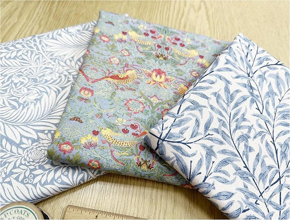 Fat Quarter Bundle - William Morris- Azure Blue - Bird floral Print Craft Fabric Material