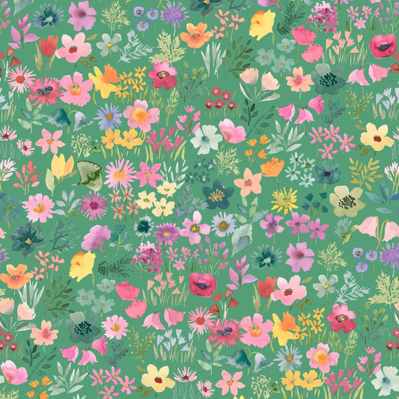 Lewis & Irene Quilting Fabric - Flowers Collection by Bluebellgray - Grass