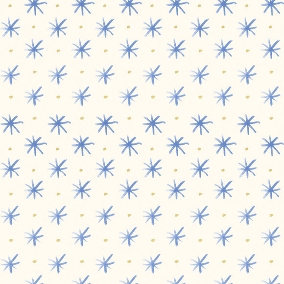 Lewis & Irene Quilting Fabric - Flowers Collection by Bluebellgray - Stars - Cornflower