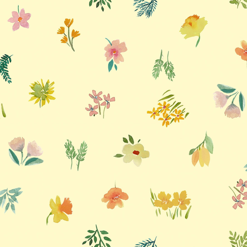 Lewis & Irene Quilting Fabric - Flowers Collection by Bluebellgray - Dancing Flowers Buttercup