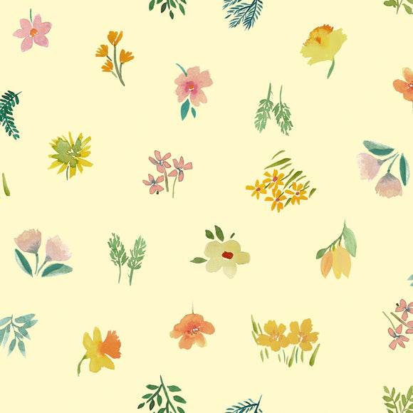 Lewis & Irene Quilting Fabric - Flowers Collection by Bluebellgray - Dancing Flowers Buttercup