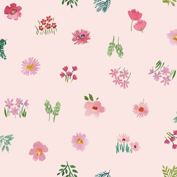 Lewis & Irene Quilting Fabric - Flowers Collection by Bluebellgray - Dancing Flowers Petal Pink