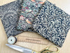 Fat Quarter Bundle - William Morris- Ebony Black - Bird floral Print Craft Fabric Material