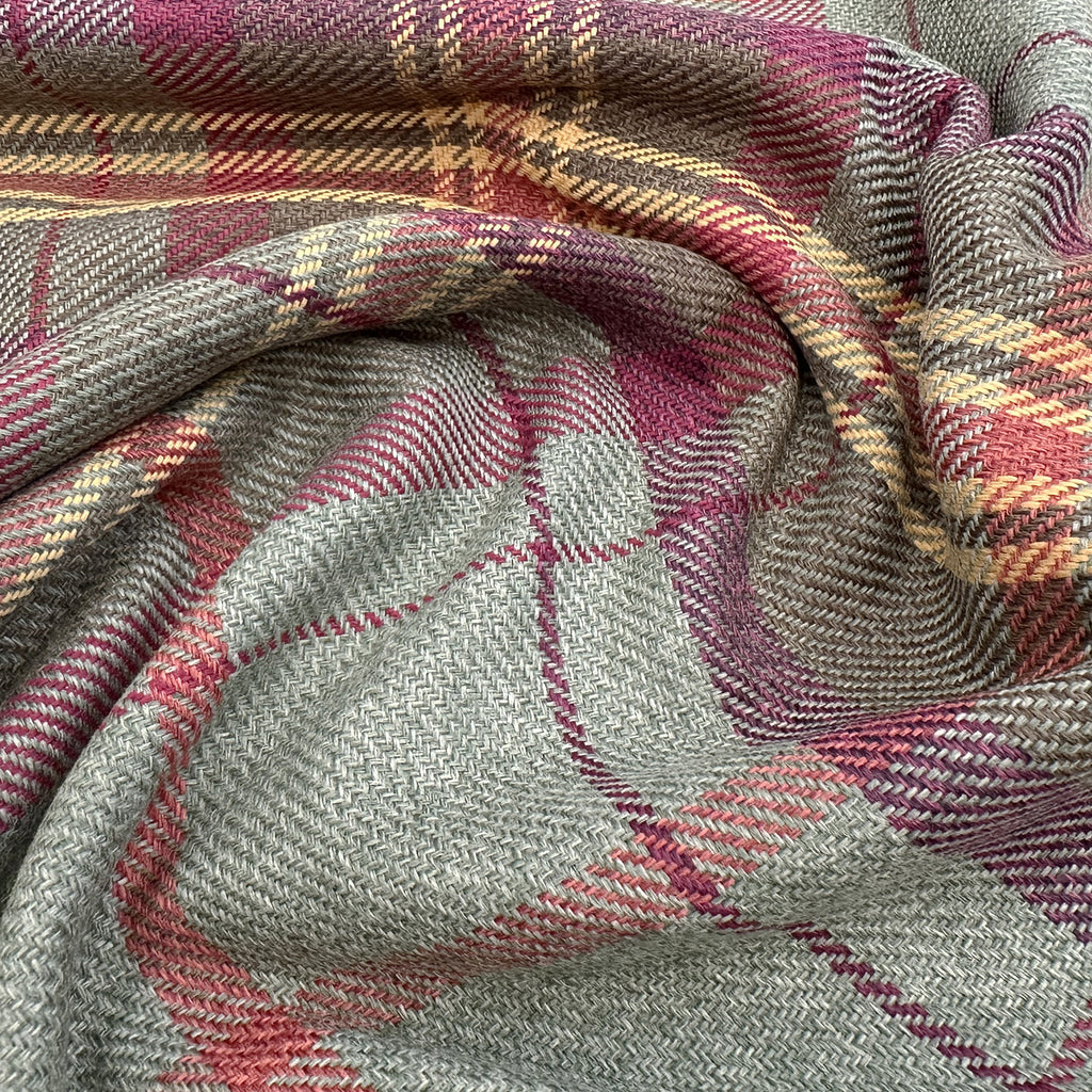 Upholstery Fabric Grampian Faux Wool Green & Red Tartan Check Curtain Fabric