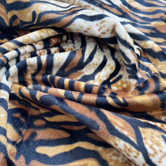 Tiger Print Fabric Velboa Faux Fur Velour Animal Print Craft Fabric Material