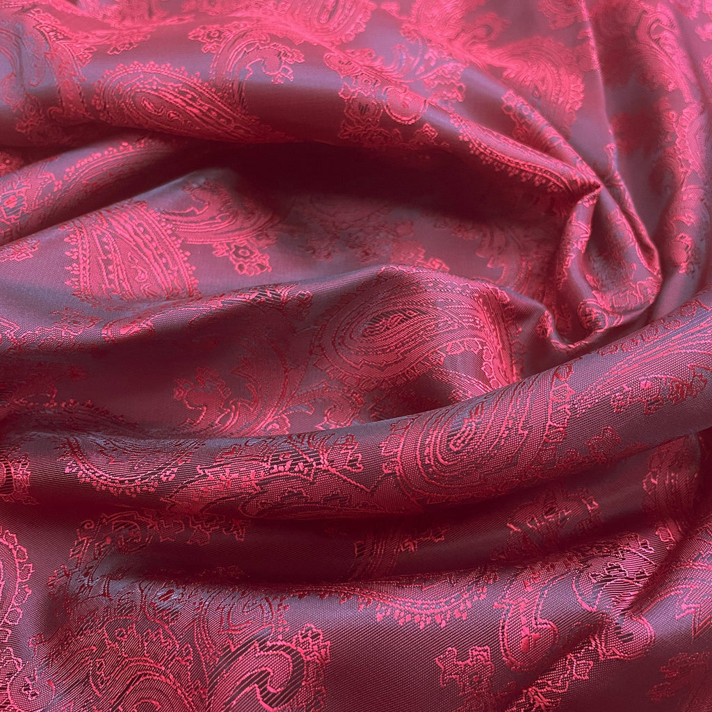 Paisley Jacquard Lining Fabric - Red & Black Two Tone