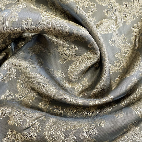 Paisley Jacquard Lining Fabric - Black & Gold Two Tone