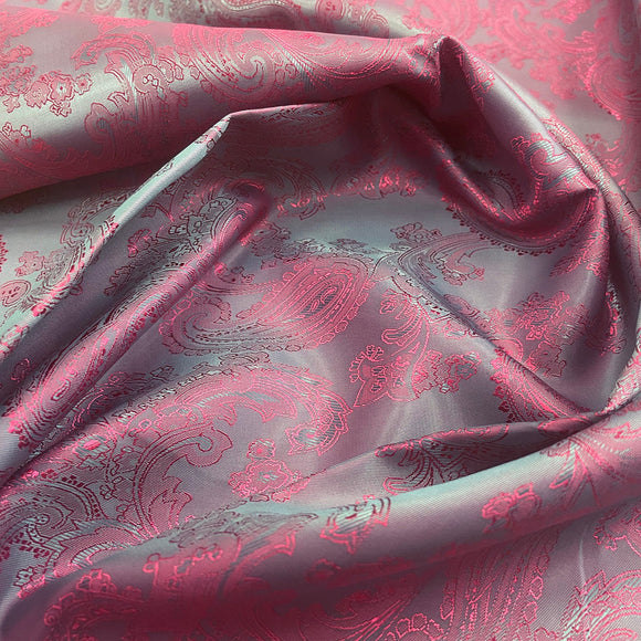 Paisley Jacquard Lining Fabric - Green & Pink Two Tone