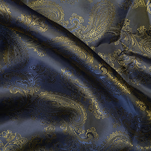 Paisley Jacquard Lining Fabric - Yellow & Blue Two Tone