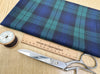 Cotton Fabric - Navy Blue & Green Tartan Check