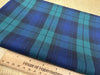 Cotton Fabric - Navy Blue & Green Tartan Check