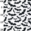 Halloween Fabric - Black Vampire Bats on White - Polycotton Craft Fabric Material