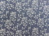 Cotton Denim Fabric - White Fern Leaf Floral Navy Blue - Dress Fabric Material