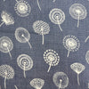 Cotton Denim Fabric - White Dandelion Floral Navy Blue - Dress Fabric Material