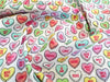 Cotton Fabric - Sweet Hearts Multi Love Heart Print - Craft Fabric Material