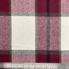 Craft Fabric Islay Faux Wool Clothing Cushion Material - Red Wine & White Tartan Check