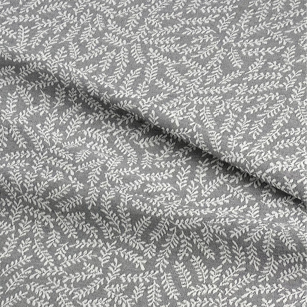 Cotton Rich Jacquard Upholstery Fabric Grey & White 'Spring' Leaf Design