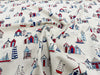 Canvas Fabric - Beach Huts Lighthouses Boats on NATURAL - Craft Fabric Material