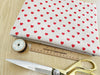 Linen Look Fabric - Red Love Hearts - Cotton Rich Canvas Craft Fabric