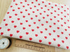 Linen Look Fabric - Red Love Hearts - Cotton Rich Canvas Craft Fabric