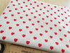 Linen Look Fabric - Red Love Hearts - Cotton Rich Canvas Craft Fabric