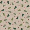 Christmas Linen Look Canvas Fabric - Trees & Red Stars on Natural - Craft Fabric Material