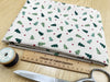 Christmas Linen Look Canvas Fabric - Trees & Red Stars on Natural - Craft Fabric Material