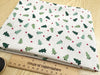 Christmas Linen Look Canvas Fabric - Trees & Red Stars on Natural - Craft Fabric Material
