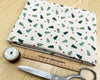 Christmas Linen Look Canvas Fabric - Trees & Red Stars on Natural - Craft Fabric Material
