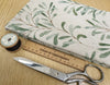 Christmas Linen Look Canvas Fabric - Mistletoe Leaf on Natural - Craft Fabric Material