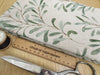 Christmas Linen Look Canvas Fabric - Mistletoe Leaf on Natural - Craft Fabric Material