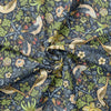 Outdoor Garden Fabric - Strawberry Thief Navy Blue - Digitally Printed PU Coated UV Resistant Water Repellent Material