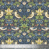 Outdoor Garden Fabric - Strawberry Thief Navy Blue - Digitally Printed PU Coated UV Resistant Water Repellent Material