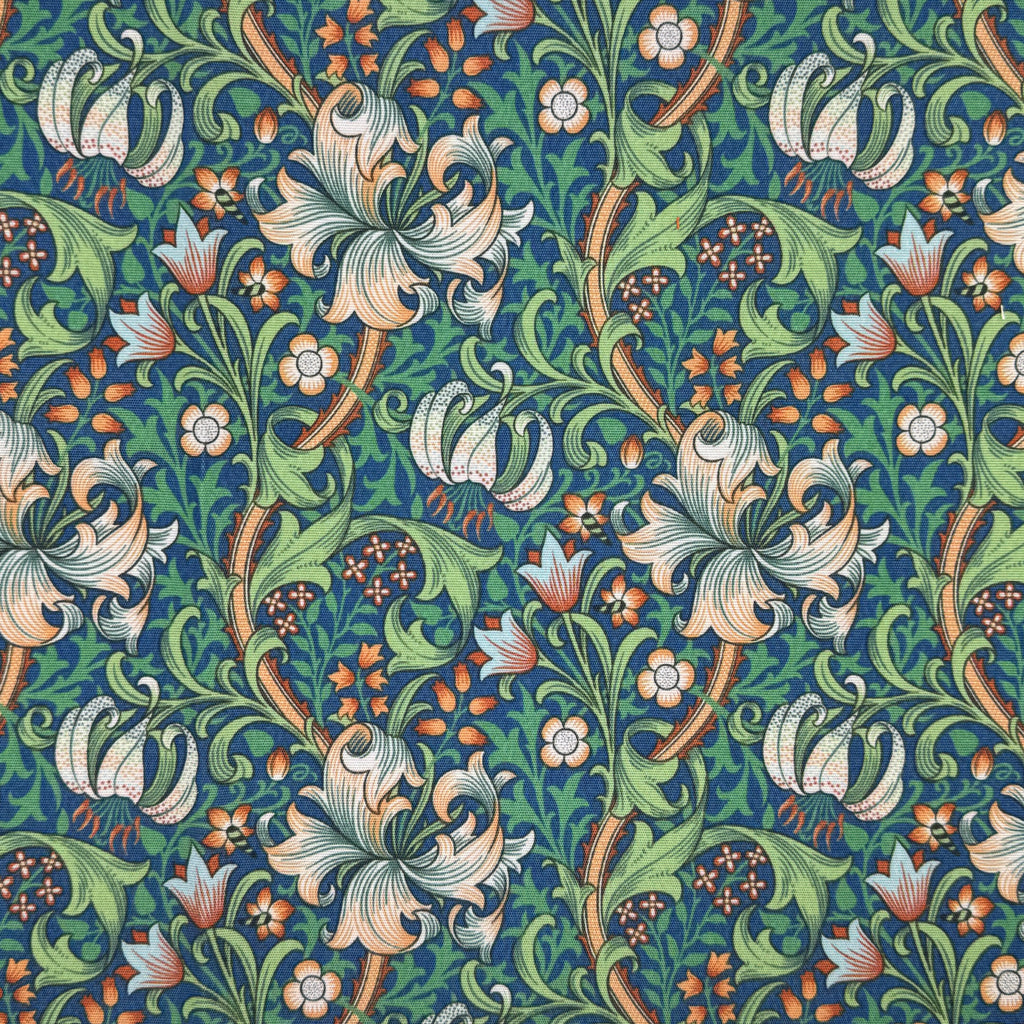 Outdoor Garden Fabric William Morris Golden Lily French Blue Cushion Fabric