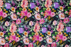 56" Wide Cotton Fabric - Pretty Bright Summer Floral Print On Black Craft Fabric Material