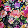 56" Wide Cotton Fabric - Pretty Bright Summer Floral Print On Black Craft Fabric Material