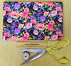 56" Wide Cotton Fabric - Pretty Bright Summer Floral Print On Black Craft Fabric Material