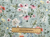 Rose & Hubble Digital Cotton Prints -  Beautiful Flowers On Duckegg  Background - 56" / 144cm Wide