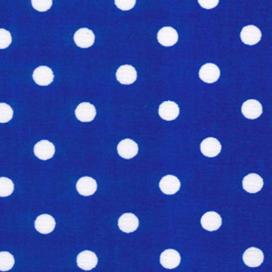 100% Cotton Fabric - Royal Blue & White Polka Dot Spotty Print - Craft Fabric Material