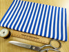 Cotton Fabric - Royal Blue & White Stripes Print - Craft Fabric Material