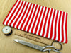 Cotton Fabric - Red & White Stripes Print - Craft Fabric Material