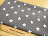 Cotton Fabric - Dark Grey & White Star Print - Craft Fabric Material