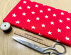 Cotton Fabric - Red & White Star Print - Craft Fabric Material