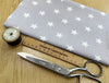Cotton Fabric - Silver Grey & White Star Print - Craft Fabric Material